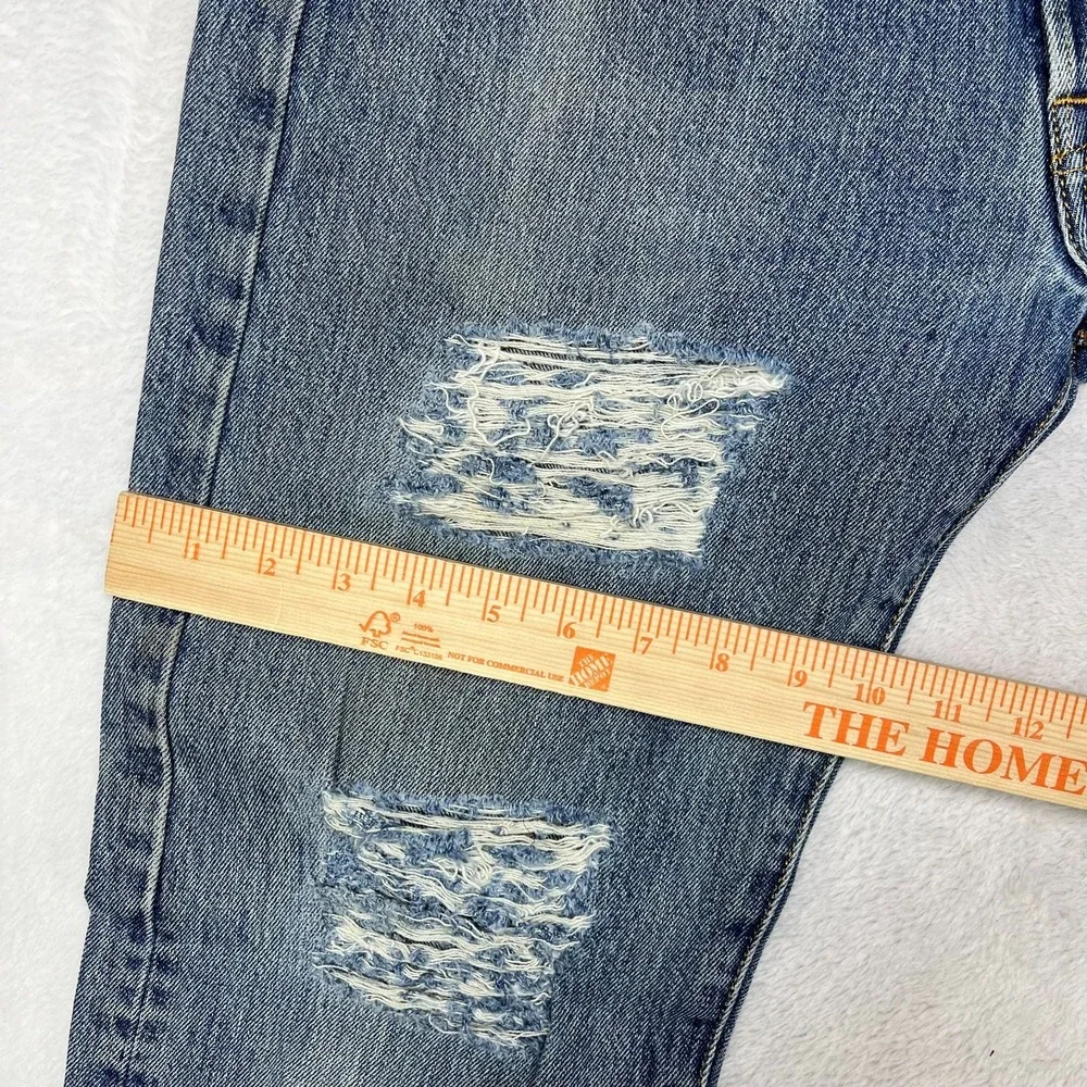 Levi's 501 Jeans Mens Blue Denim Distressed Mid Rise Straight Button Fly 32X32.5
